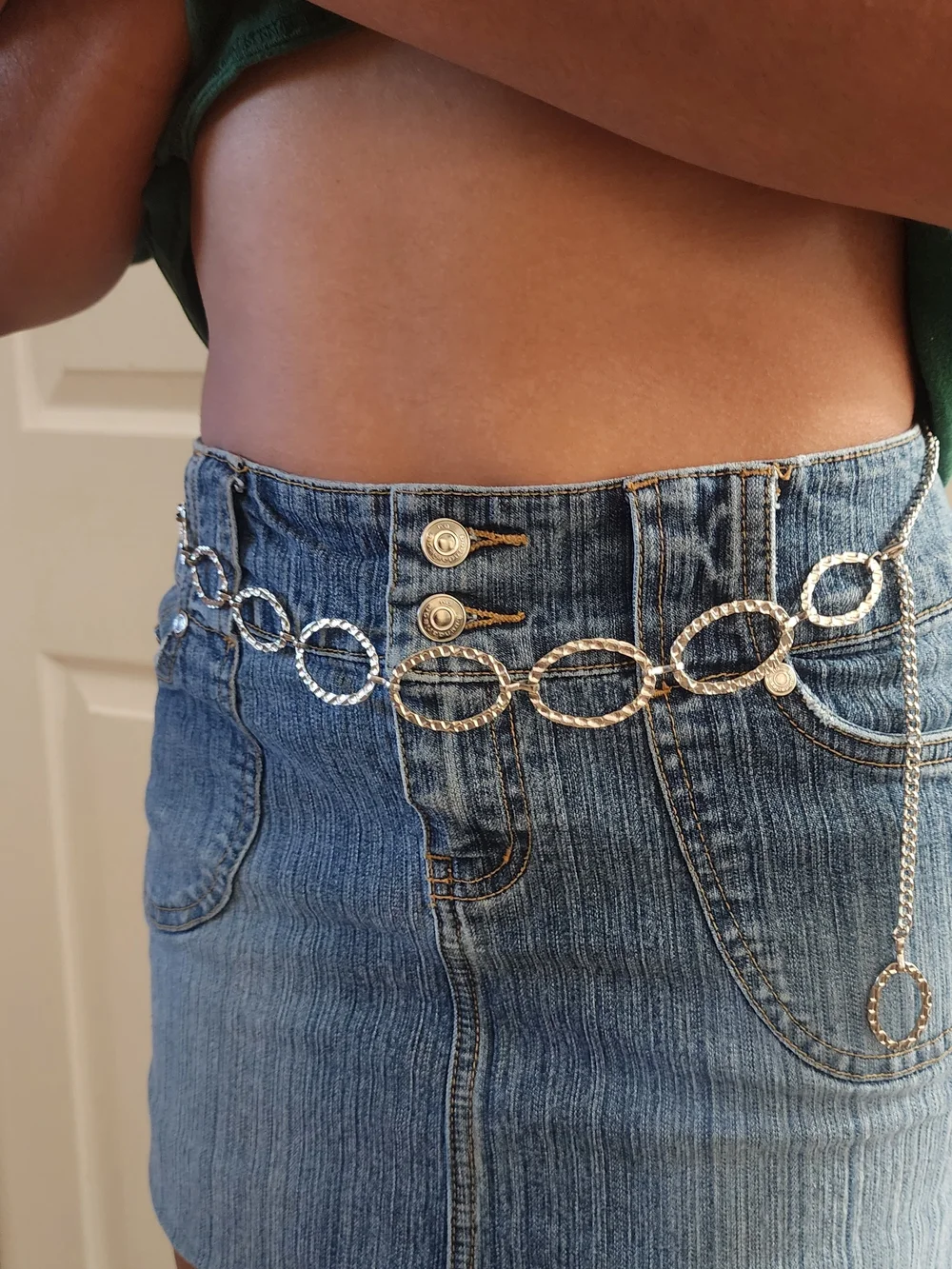 Oval Silver-Tone Chain Link Belt, Adjustable